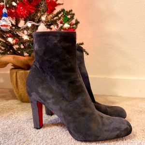 Christian Louboutin Dark Gray Suede Booties